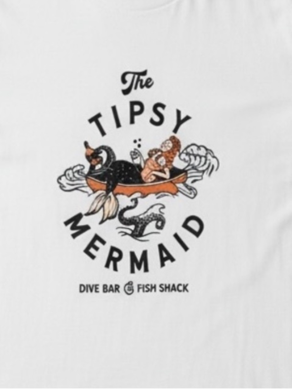 The Tipsy Mermaid Dive Bar Graphic T-Shirt White 100% Cotton XL